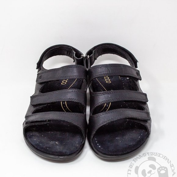 Ecco Sandals Black Leather Slingback Comfort Hook Loop Womens Size 37 P21401316 - Picture 3 of 6